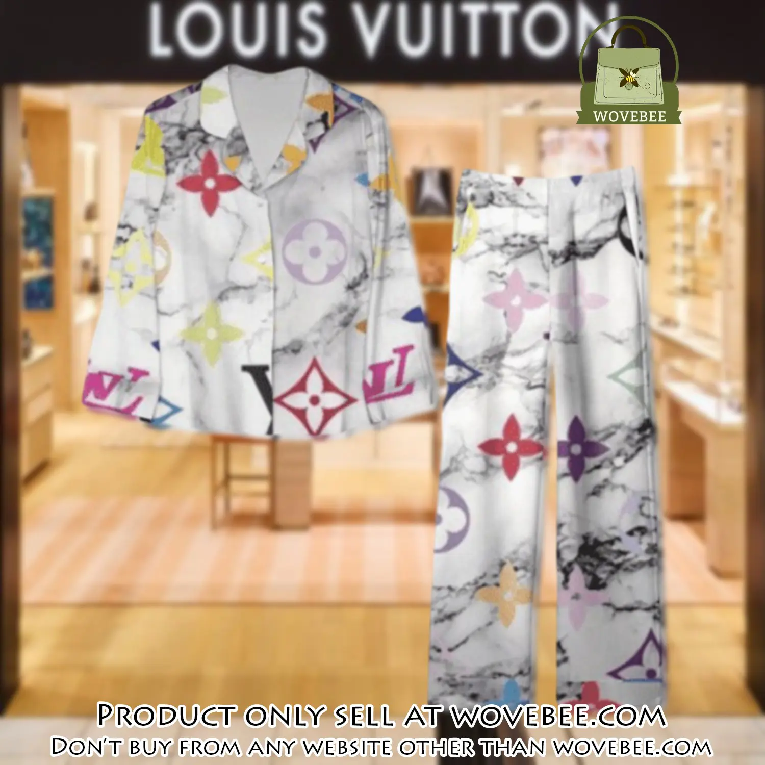 Trending luxury lv satin pajama set pjs1113 wvb1351392